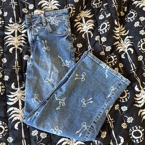 abercrombie kids wide leg jeans 9/10 with bows